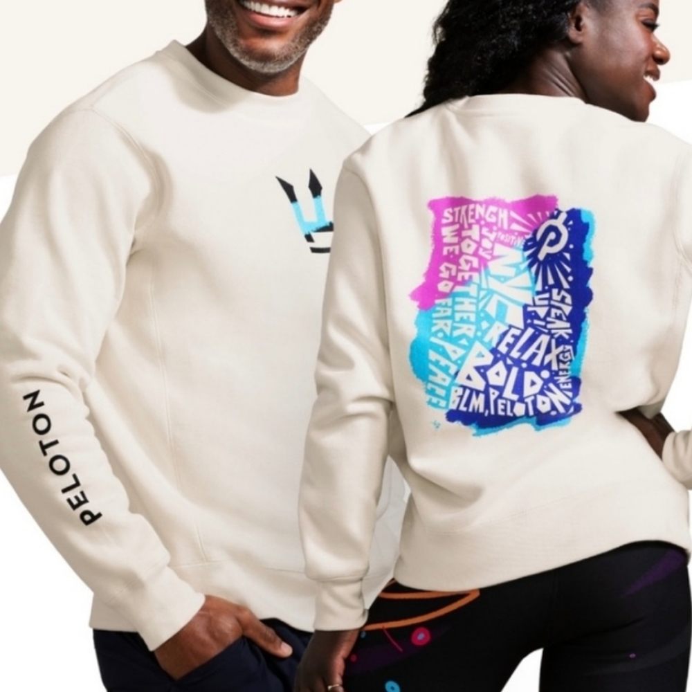 Peloton Hust Wilson Collab‎  Swearshirt SzL Cream Pullovers Crewneck Men/Women
